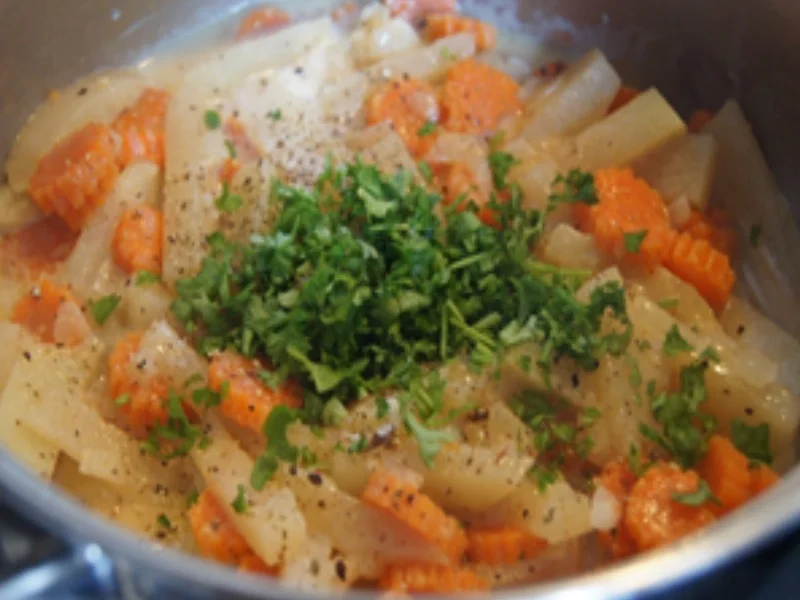 Rezept: Fränkische Bratwurst mit Möhrenblüten-Kohlrabi-Gemüse Bild Nr. 17 Fränkische Bratwurst mit Möhrenblüten-Kohlrabi-Gemüse - Rezept - Bild Nr. 17