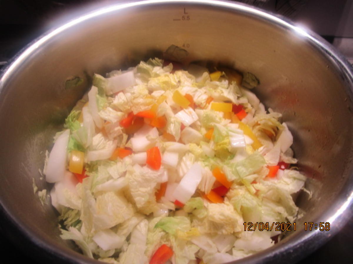 Shrimps mit Chinakohl-Paprika-Gemüse - Rezept - Bild Nr. 13950