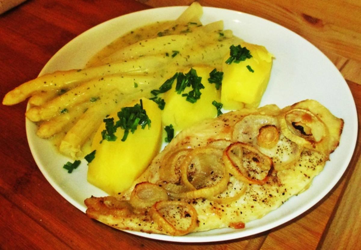 Rotbarschfilet mit Spargel