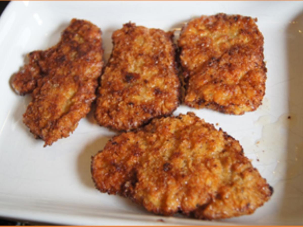 Spargelspitzen mit Sauce Hollandaise legere, Knusper Kalbsschnitzel und ...