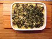 Fischauflauf mit Spinat in Knoblauchsahne - Rezept