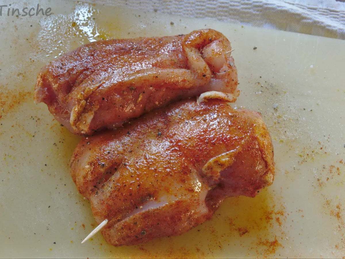 Gefülltes Hähnchenbrust mit Schmelzkäse & Gemüsepfanne - Rezept - Bild Nr. 13973