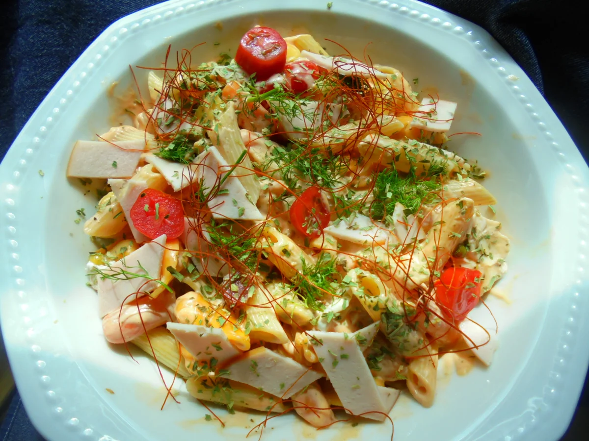 Rezept: Penne - Nudelsalat mit Fenchel und Chilifäden Bild Nr. 14029 Penne - Nudelsalat mit Fenchel und Chilifäden - Rezept - Bild Nr. 14029