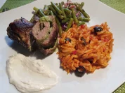 Lamm-Rouladen, scharfe Kritharaki, Bohnensalat und Feta-Creme - Rezept - Bild Nr. 14015