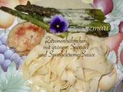 Zitronen Hühnchen mit Tagliatelle, Spargel & Spargelcremesauce - Rezept - Bild Nr. 14027