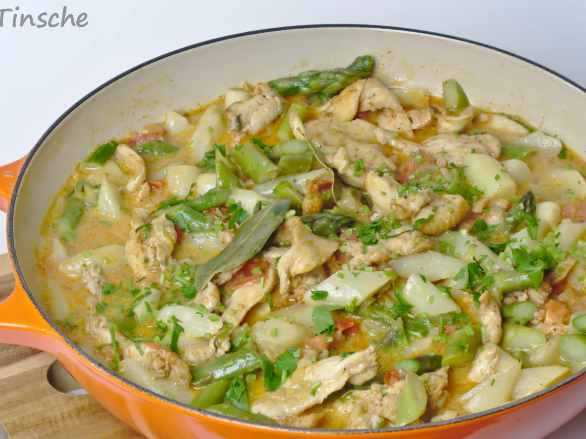 Rezept: Spargel-Hähnchen-Ragout Bild Nr. 14047 Spargel-Hähnchen-Ragout - Rezept - Bild Nr. 14047