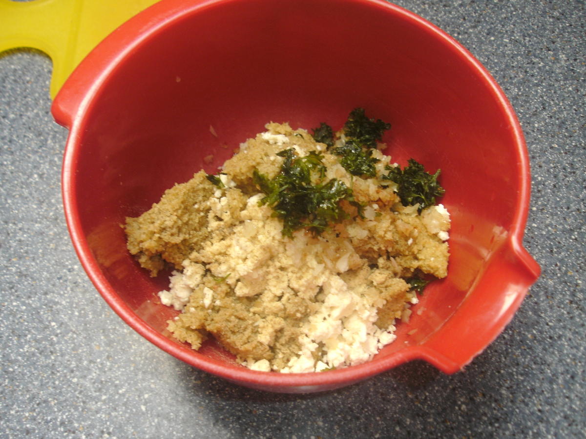 Grünkernbällchen auf Kartoffel Spinat Risotto - schnell - von Backfee1961
