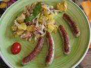 Kohlrabi-Radieschen-Kartoffel-Salat mit Nürnberger Rostbratwürstchen - Rezept - Bild Nr. 2