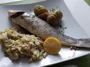 Loup de mer mit Fächerkartoffeln und Rahm-Wirsing - Rezept - Bild Nr. 14101