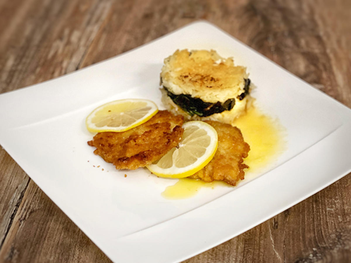 Spinat und Reis aus dem Ofen mit Piccata Milanese (Sarah Lombardi mit ...