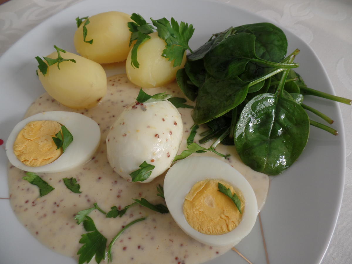Eier in Senfsauce mit Spinat-Salat - Rezept - Bild Nr. 14134