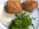 Karo vom Lachs im Sesammantel an Erbsenpüree mit Erbsensprossen und Meerrettich-Schaum - Rezept - Bild Nr. 2