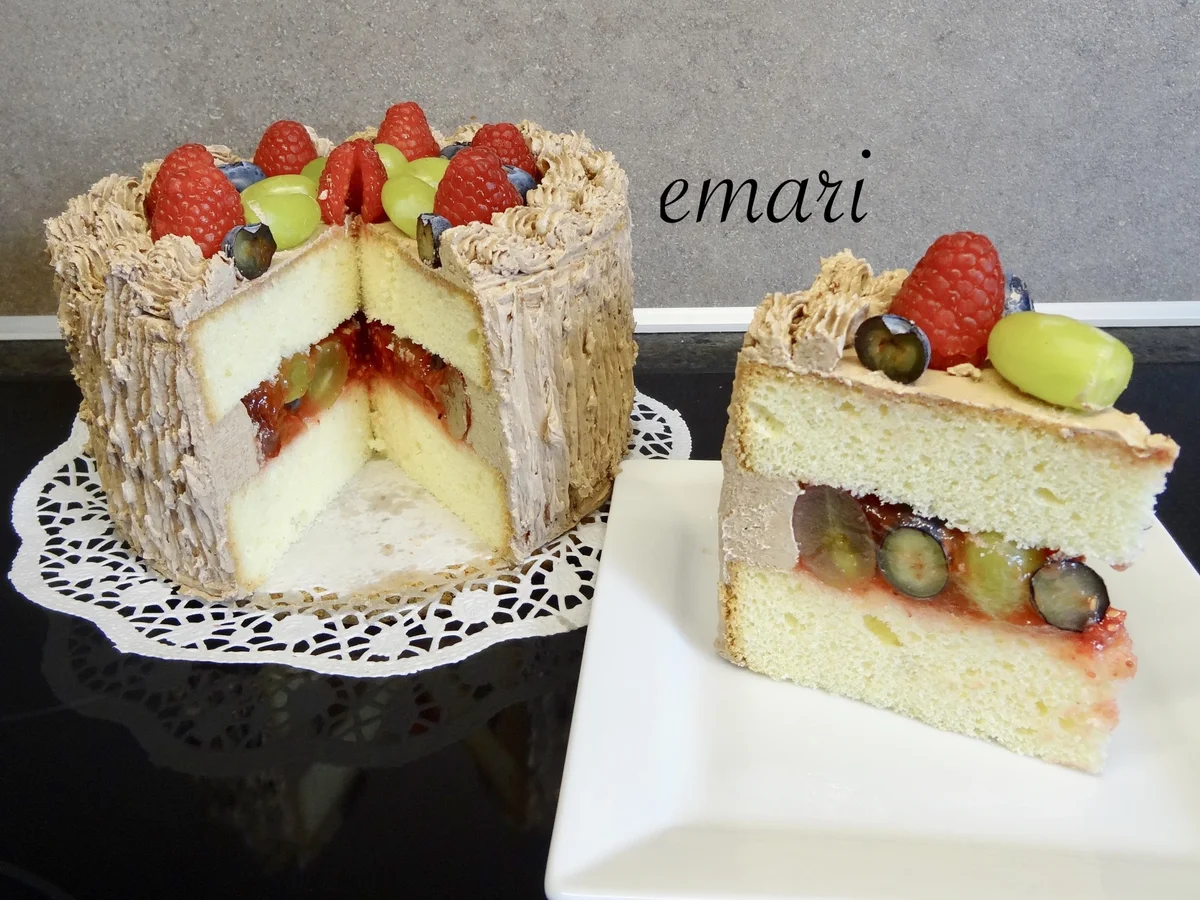 Gefüllte Biskuit Früchte Torte - mit feiner Schokolade Buttercreme - Rezept - Bild Nr. 14210