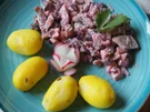 Rote-Bete-Matjessalat mit griechischen Joghurt und Pellkartoffel-Drillingen - Rezept - Bild Nr. 2