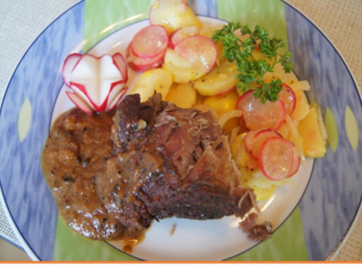 Kalbshaxe mit Sauce und Kartoffel-Radieschen-Salat - Rezept - Bild Nr. 2