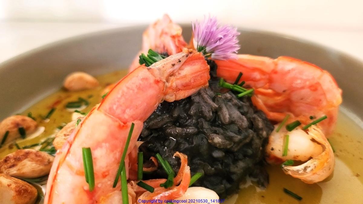 Schwarzer Sepia Reis mit Garnelen - kulinarische Weltreise - Rezept - Bild Nr. 14239