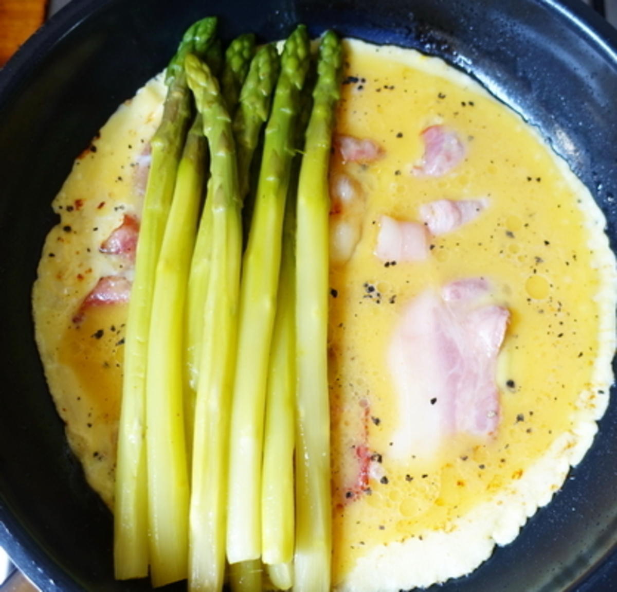 Omelette mit grünem Spargel und Bacon - Rezept - Bild Nr. 14243