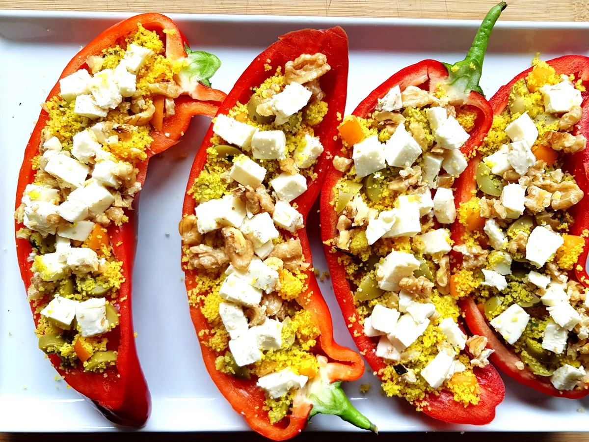 Gegrillte Paprika mit Couscous, Aprikosen und Oliven - Rezept - Bild Nr. 14241