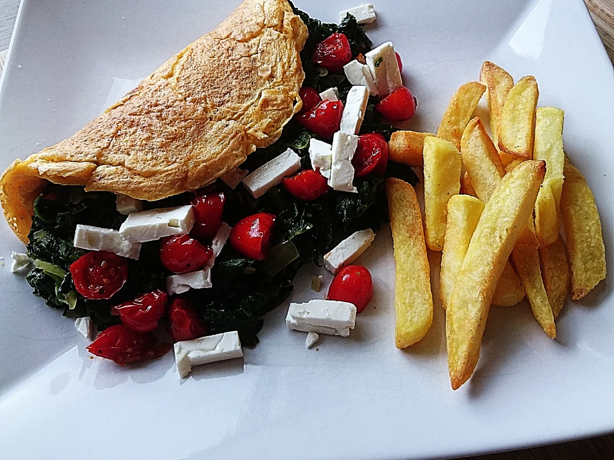 Rezept: Omelett mit Spinat-Tomaten-Feta-Füllung Bild Nr. 14259 Omelett mit Spinat-Tomaten-Feta-Füllung - Rezept - Bild Nr. 14259