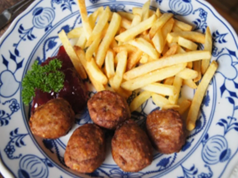 Rezept: Köttbullar mit Pommes Frites und Wildpreiselbeeren Bild Nr. 3 Köttbullar mit Pommes Frites und Wildpreiselbeeren - Rezept - Bild Nr. 3
