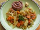 Bratwurstschnecke mit Möhrenblüten-Kohlrabi-Gemüse - Rezept - Bild Nr. 2