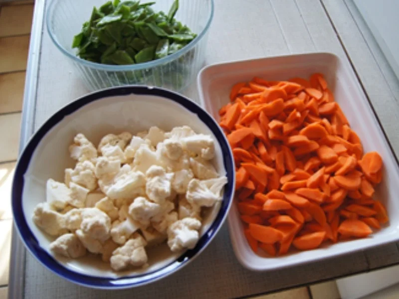 Kalbsbratwurst mit Wok-Gemüse und Drillingen - Rezept - Bild Nr. 14310