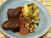 USA – Deutschland – Asien: Hanging Tender und Kartoffelstampf an Pak-Choi-Shiitake - Rezept - Bild Nr. 2