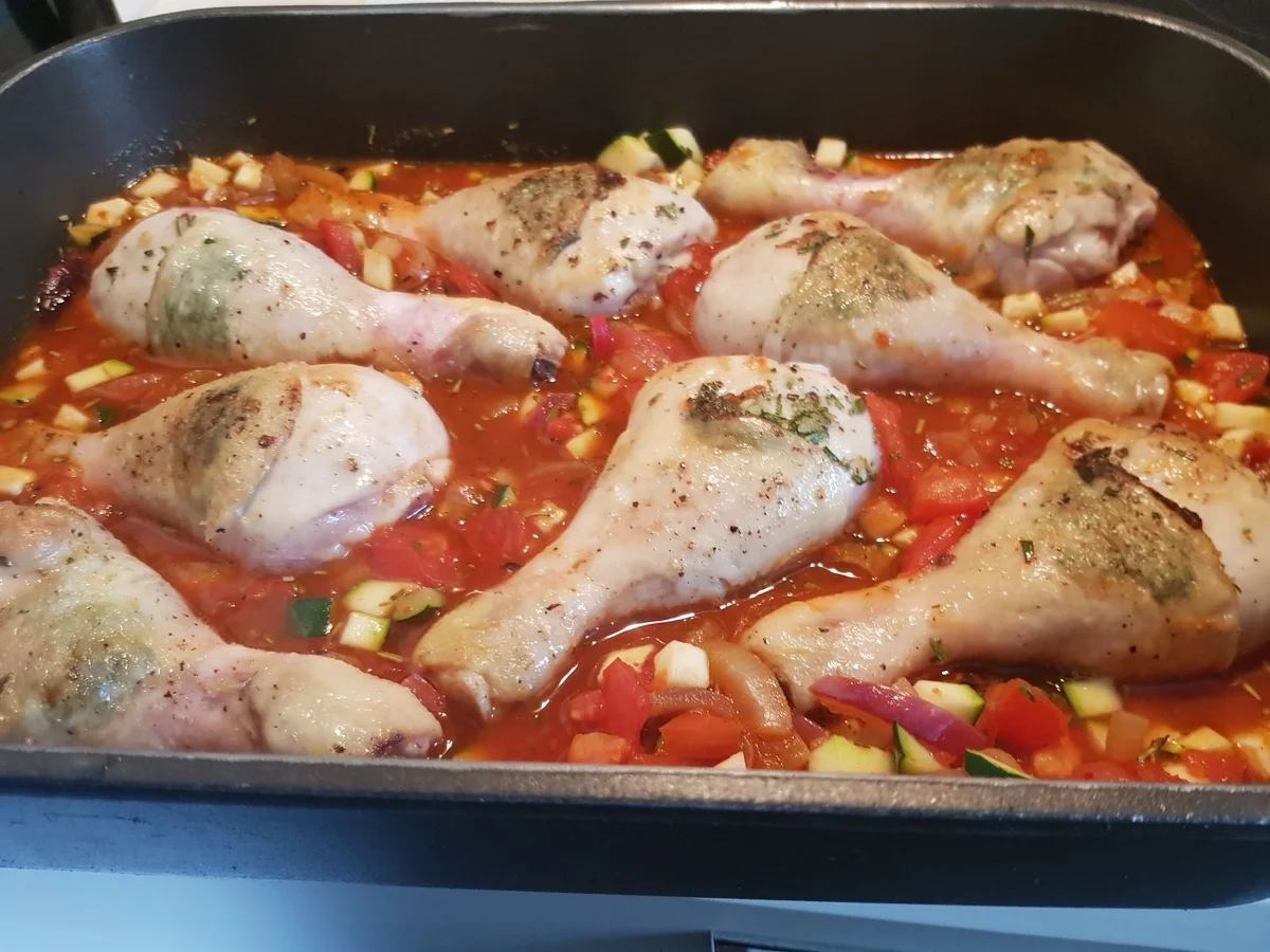 Hähnchenunterschenkel "mediterran" mit Gnocchi und Parmesan - Rezept - Bild Nr. 14335