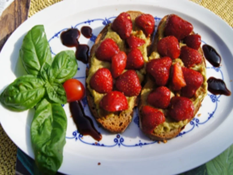 Rezept: Gebackenes Bauerbrot mit Avocado-Ziegenkäse-Belag und Erdbeeren Bild Nr. 14321 Gebackenes Bauerbrot mit Avocado-Ziegenkäse-Belag und Erdbeeren - Rezept - Bild Nr. 14321