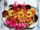 Bunte Makkaroni mit Garnelen und Auberginen - Rezept - Bild Nr. 2