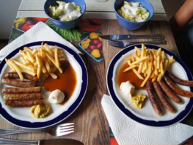Nürnberger Rostbratwürstchen mit Pommes Frites und Salat - Rezept - Bild Nr. 2