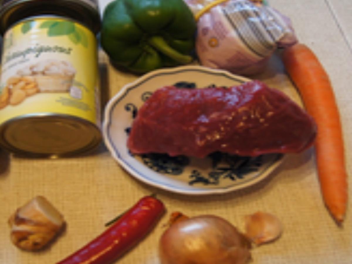 Rindfleisch mit Gemüsemix in roter Currysauce mit Basmatireis - Rezept - Bild Nr. 14362