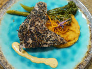Sesam-Thunfisch auf Süßkartoffel-Ingwer Mus mit Bimi - Rezept - Bild Nr. 2