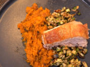 Schweinebauch mit Butternusskürbis-Stampf und Apfel-Walnuss Salsa - Rezept - Bild Nr. 2