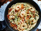 Garnelenpfanne mit Makkaroni – Makkaroni di gamberi - Rezept - Bild Nr. 14363