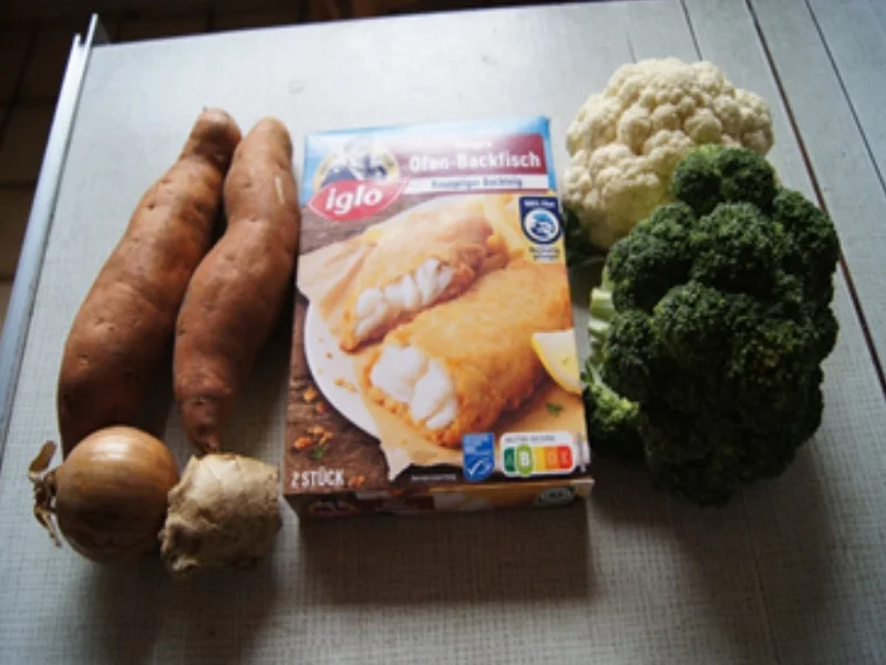 Rezept: Ofen-Backfisch mit Bluccoli und Süßkartoffelstampf Bild Nr. 14392 Ofen-Backfisch mit Bluccoli und Süßkartoffelstampf - Rezept - Bild Nr. 14392