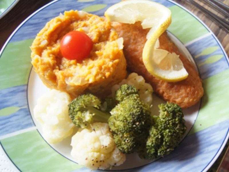Rezept: Ofen-Backfisch mit Bluccoli und Süßkartoffelstampf Bild Nr. 14399 Ofen-Backfisch mit Bluccoli und Süßkartoffelstampf - Rezept - Bild Nr. 14399