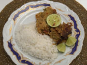 Gebackene Kochbananen mit Thunfisch und Shrimps mit Basmati-Reis als Beilage - Rezept - Bild Nr. 2
