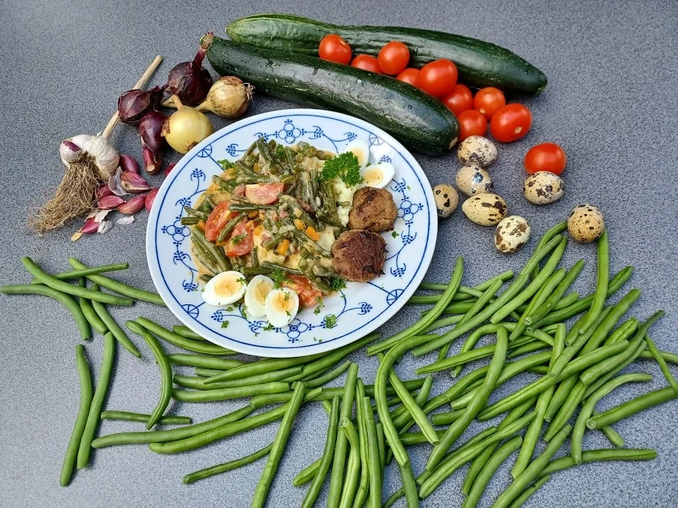 Spätsommer - Bohnengemüsepfanne  zur kb Challenge August 2021 - Rezept - Bild Nr. 14443