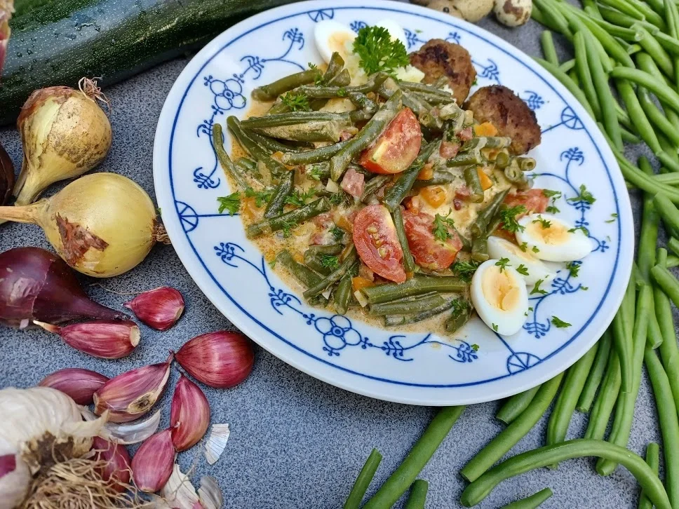 Spätsommer - Bohnengemüsepfanne  zur kb Challenge August 2021 - Rezept - Bild Nr. 14456