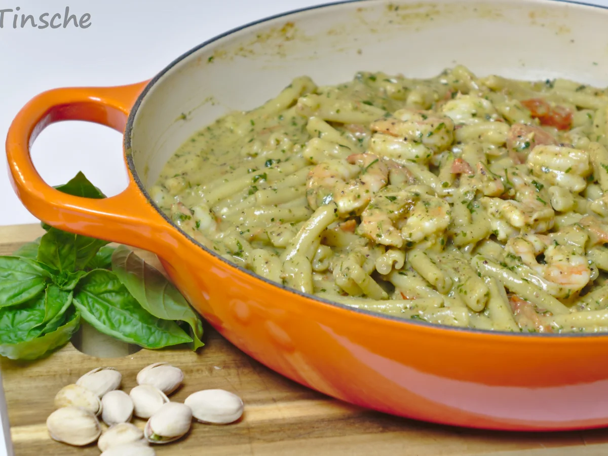 Pasta con Pesto di Pistacchie e Gamberi - Rezept - Bild Nr. 14461