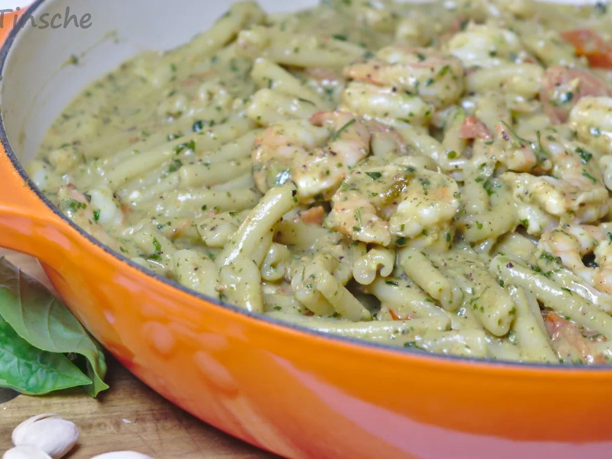 Pasta con Pesto di Pistacchie e Gamberi - Rezept - Bild Nr. 14462