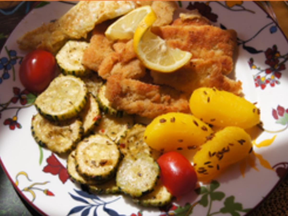Gebratenes Alaska-Seelachsfilet mit Zucchini und Kümmel-Drillingen - Rezept - Bild Nr. 13