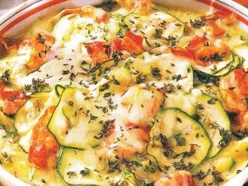 Zucchini Käse Pfanne mit Bacon - Rezept