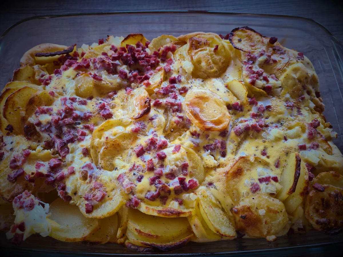 Rezept: Bratkartoffeln mit Ei und Speck aus dem Ofen Bild Nr. 2 Bratkartoffeln mit Ei und Speck aus dem Ofen - Rezept - Bild Nr. 2