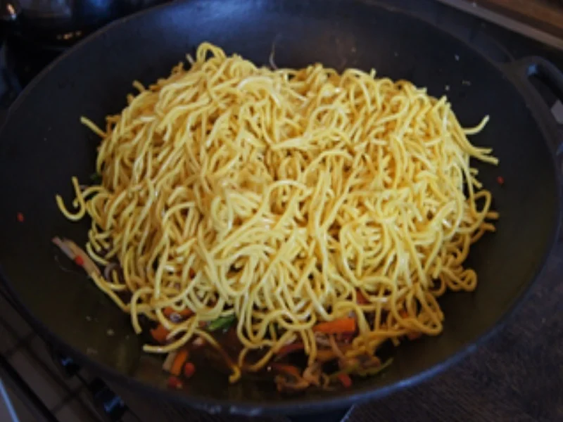 Mie-Nudeln mit Gemüsemix, Ei und ausgebackenen Hähnchennuggets - Rezept - Bild Nr. 14522