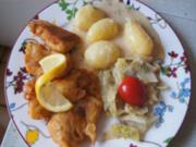 Ausgebackenes Pangasius-Filet mit gelben Stangenbohnen und Bechamel-Drillingen - Rezept - Bild Nr. 2