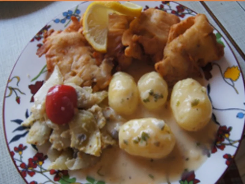 Ausgebackenes Pangasius-Filet mit gelben Stangenbohnen und Bechamel-Drillingen - Rezept - Bild Nr. 16