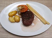 Rezept: 3-mal gebraten: Surf & Turf, Kartoffeln, Spargel Bild Nr. 14550 3-mal gebraten: Surf & Turf, Kartoffeln, Spargel - Rezept - Bild Nr. 14550