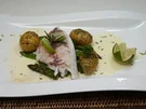 Salziges aus dem Meer an Limettenschaum, dazu Fächerkartoffeln und edles saisonales Gemüse - Rezept - Bild Nr. 14549